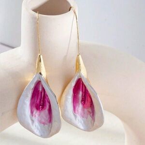 Pink Flower Drop Earrings